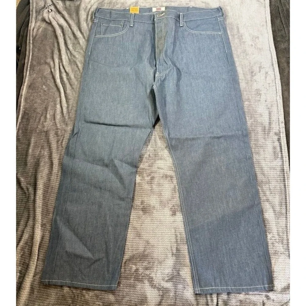 Levis 501 Original Straight Leg Mens Jeans Blue Grey W44 L30 Button Fly Cotton